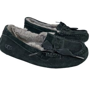 UGG AUSTRALIA Black 1106553 ANSLEY Driving Loafers Genuine Leather Shoes sz 5